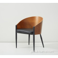 China soft upholstery seat plywood chair with iron leg Supplier